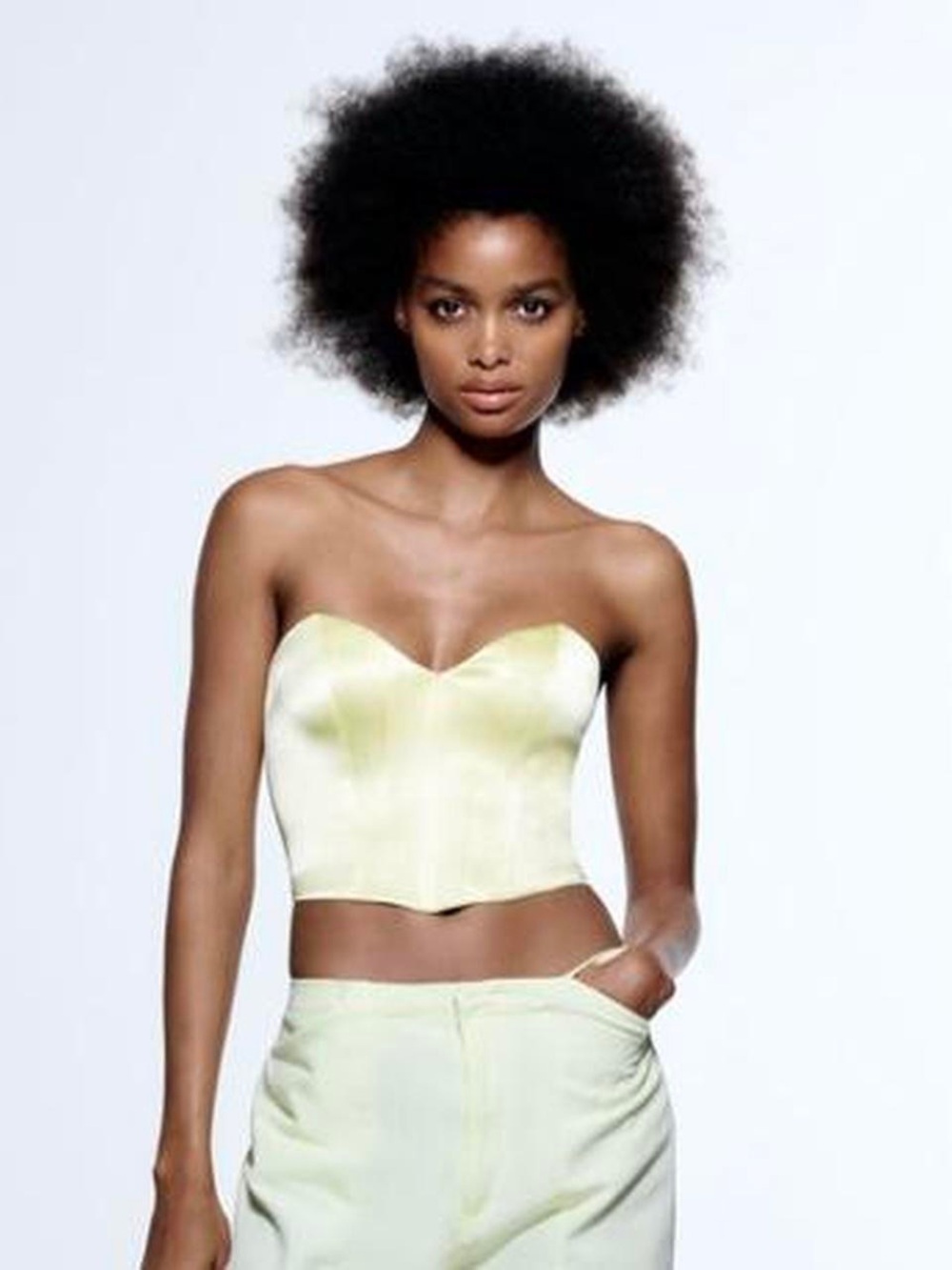 Zara Satin Corset Top in Lime / Sunshine Yellow